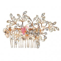 Accesoriu elegant pentru decor par AP011NN Auriu cu cristale si perle